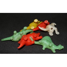 Dinosaur Playset Figures Vintage Hollow Blow Mold Squeak Toys Lot