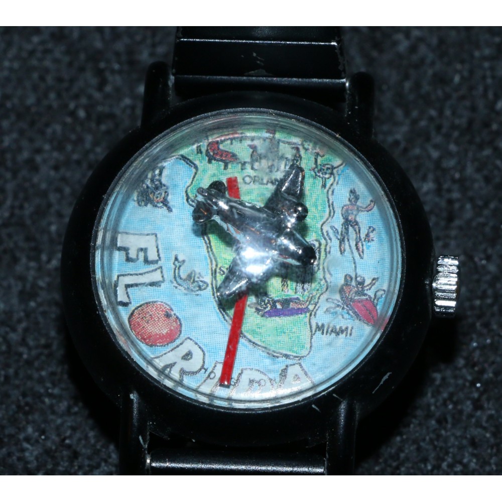 Tali Watch 1970s Florida Souvenir Flying Airplane Wind Up Bubble Watch Works!