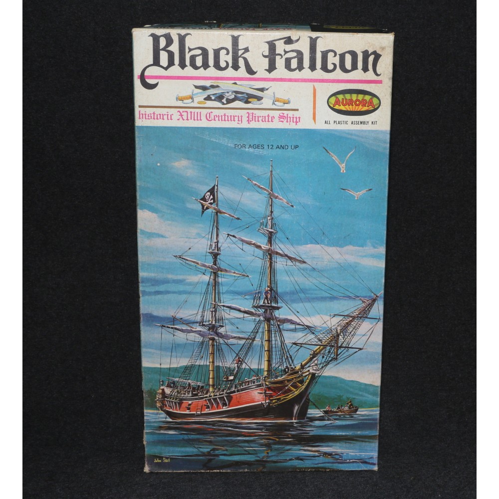 Aurora Model Kit Navy Ship 1964 Black Falcon Sailing Pirate MIB