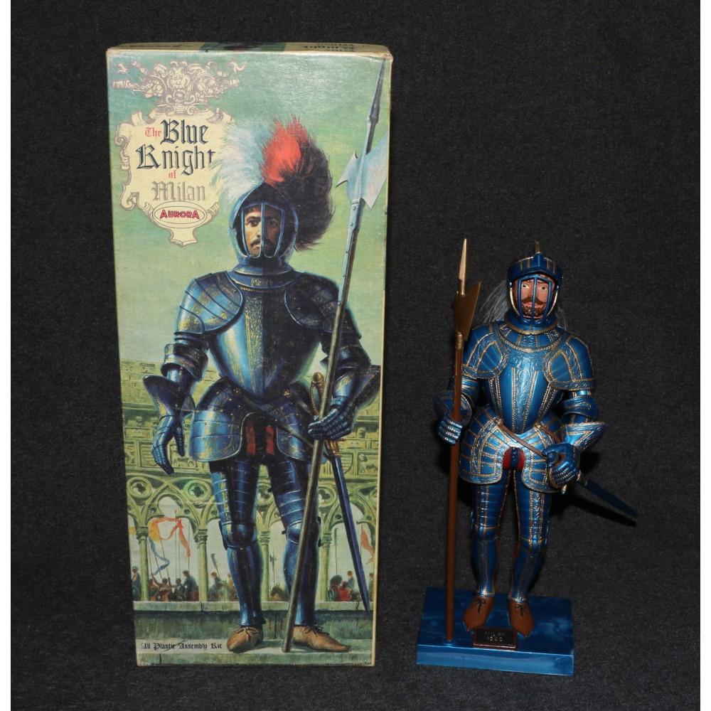 Aurora Model Built Up 1963 Blue Knight of Milan Kit w Box