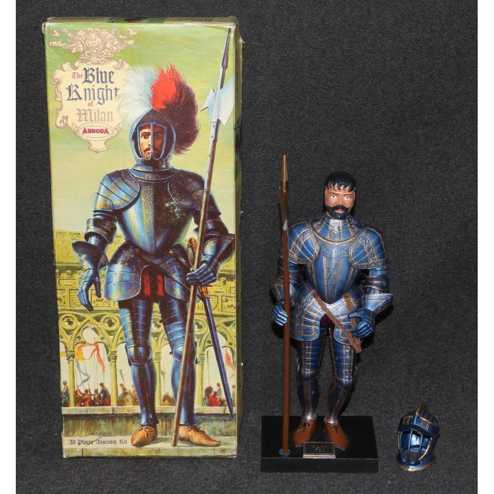 Aurora Model Built Up 1973 Blue Knight of Milan Polk 1963 Box A