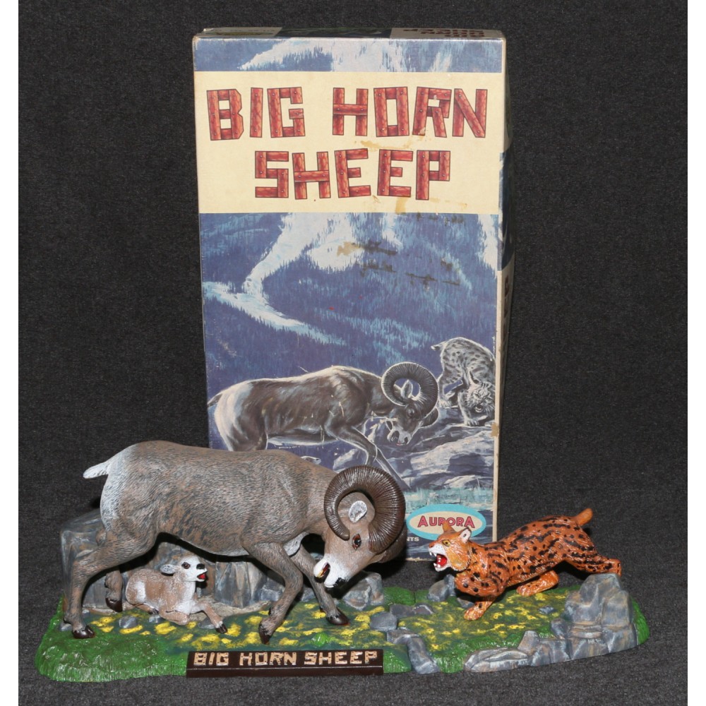 Aurora Model Built Up 1963 Big Horn Sheep with Box Pro Job