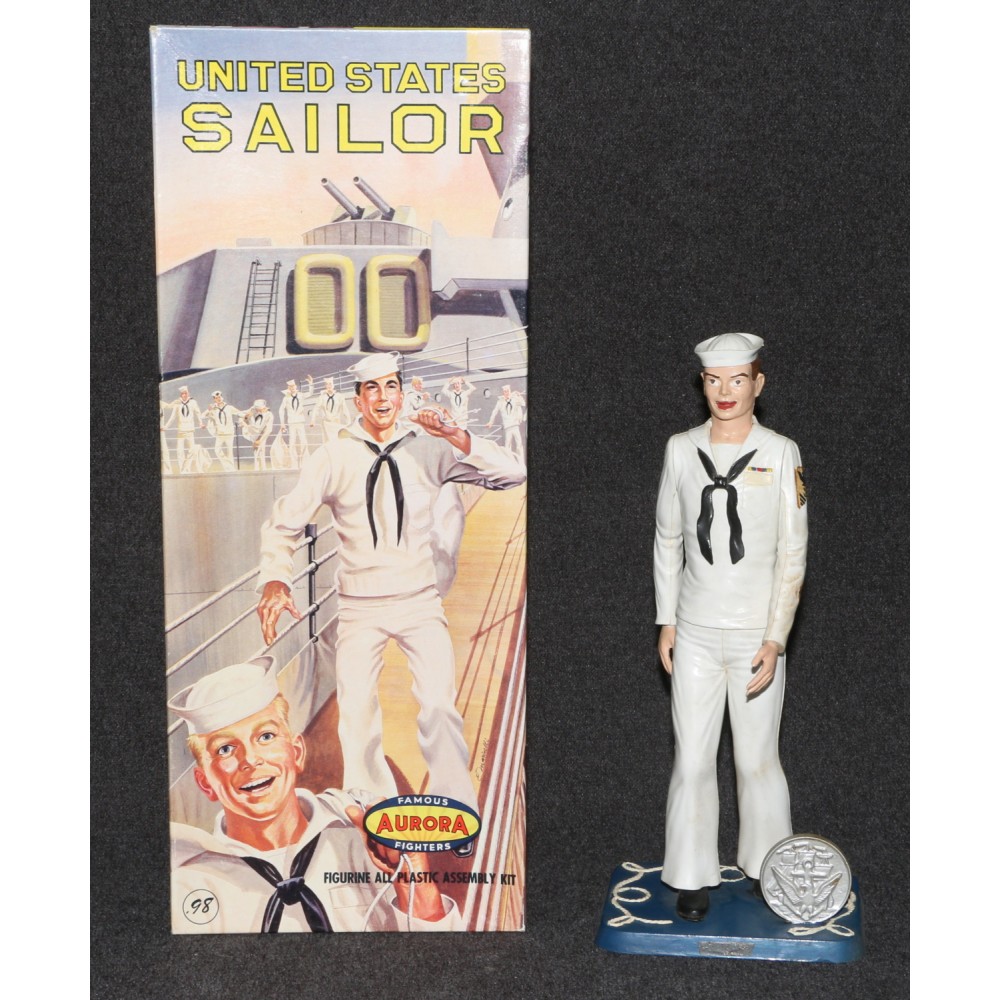 Aurora Model Built Up 1957 Military Figure Kit Navy Sailor with Box