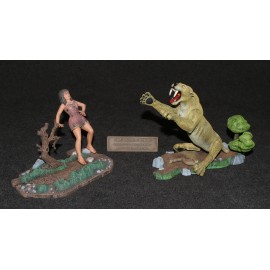 Aurora Model Built Up 1971 Prehistoric Scenes Human Cro-magnon Neanderthal Tiger