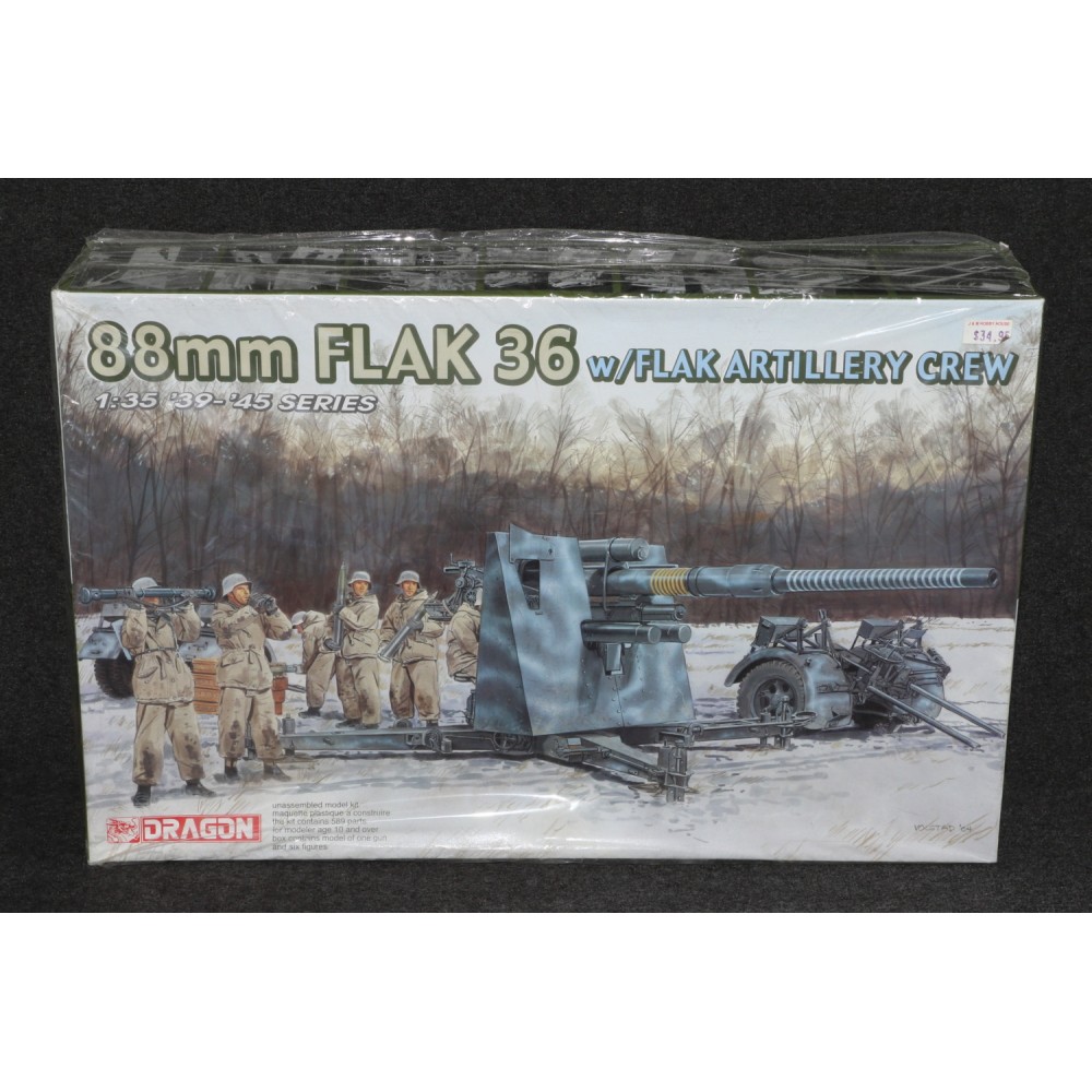 Model Kit Dragon Flak  88mm 36 w Flak Artillery Crew 1/35 '39-'45 #6260 MIB