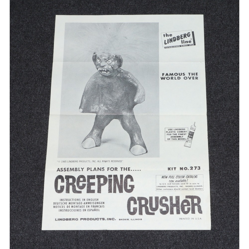 Lindberg 1965 Creeping Crusher Monster Kit Instructions Only ORIGINAL