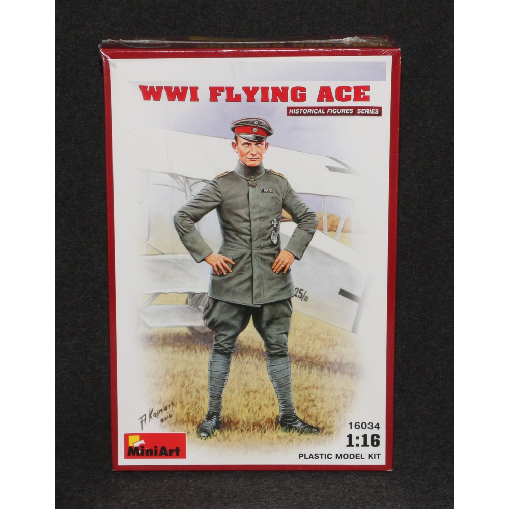 Miniart 1/16 H G WWI Flying Ace Plastic Model Kit #16034