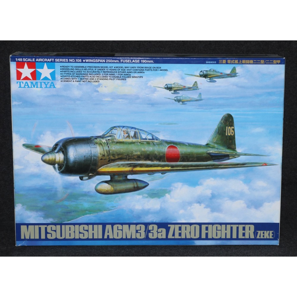 Tamiya Model Airplane Kit Mitsubishi A6M3/3a Zero Fighter Zeke 1/48