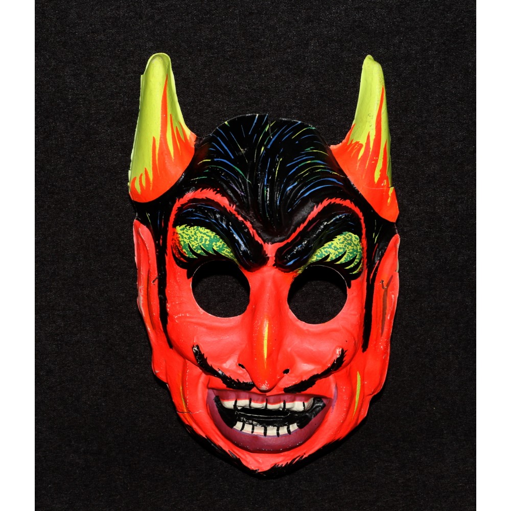 Halloween Costume 1960s Devil Horns Yellow Orange Green Eye Shadow Collegeville