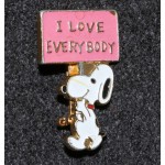 Peanuts Gang Enamel Pin Back Snoopy I Love Everybody Pink 1976 Aviva