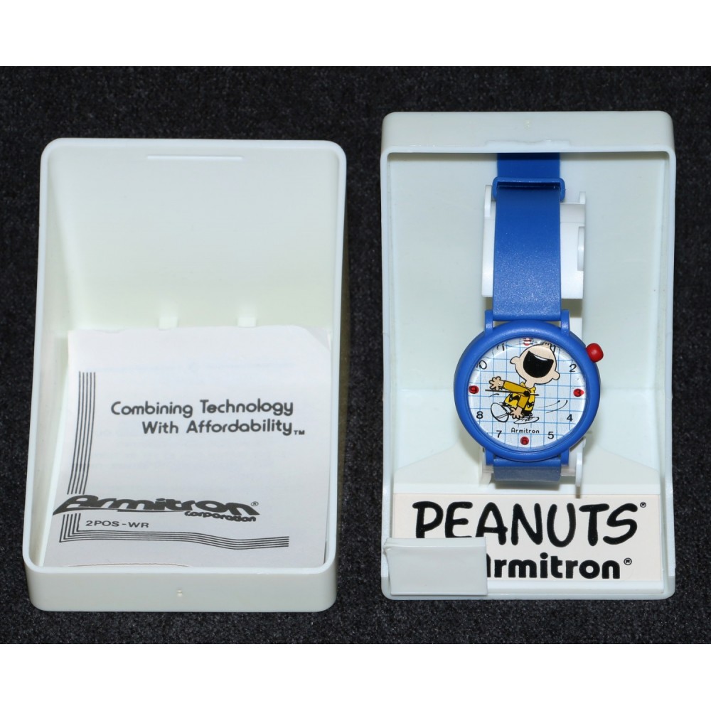 Peanuts 1990s Charlie Brown Armitron Analog Watch Dancing Blue