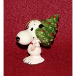 Peanuts Snoopy Determined Ceramic Ornament 1975 Christmas Tree Green Felt Base