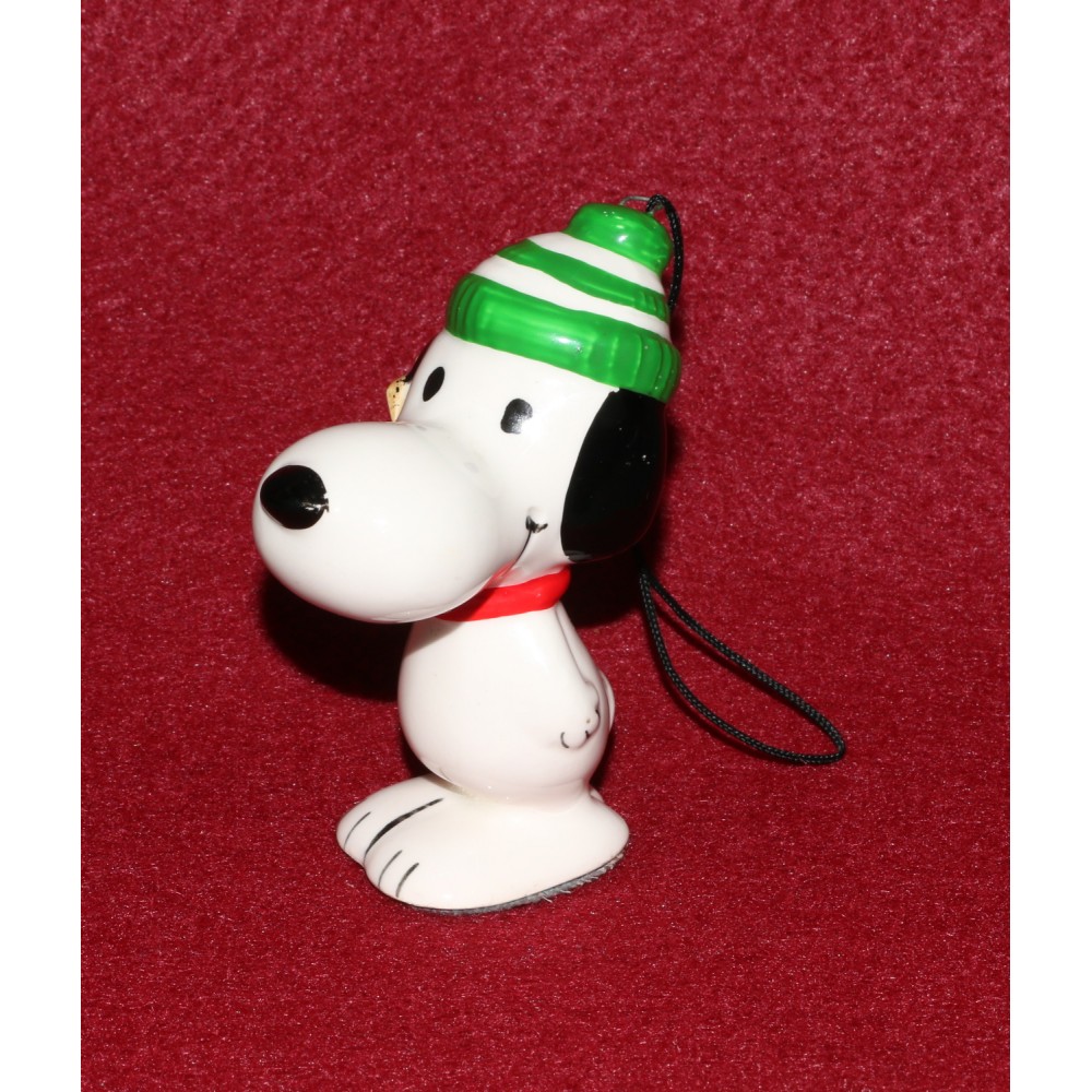 Peanuts Snoopy Ceramic Ornament 1980s Skis Stocking Cap