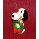 Peanuts Snoopy Determined Ceramic Ornament 1975 Wreath