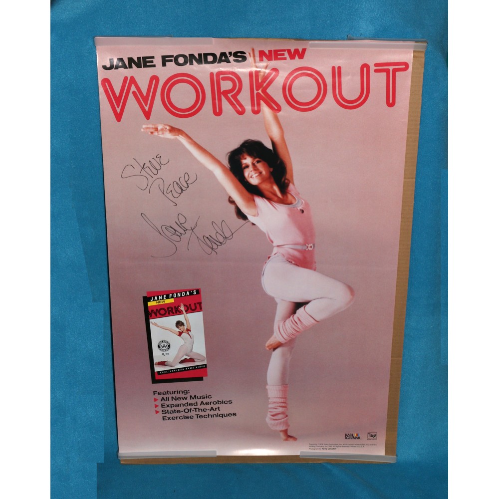 Jane Fonda Autograph Signature 1985 Workout Poster