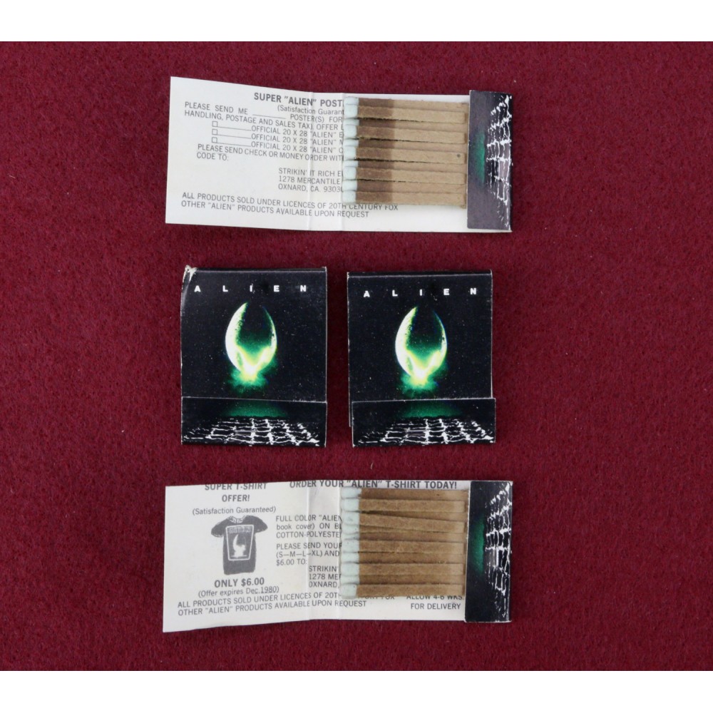 Alien Kenner Era 1979 Matchbooks Matches Pair Poster T-Shirt Offer