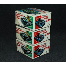 James Bond 1966 Era Marx Friction Spy International Agent Car x3 Complete Boxed