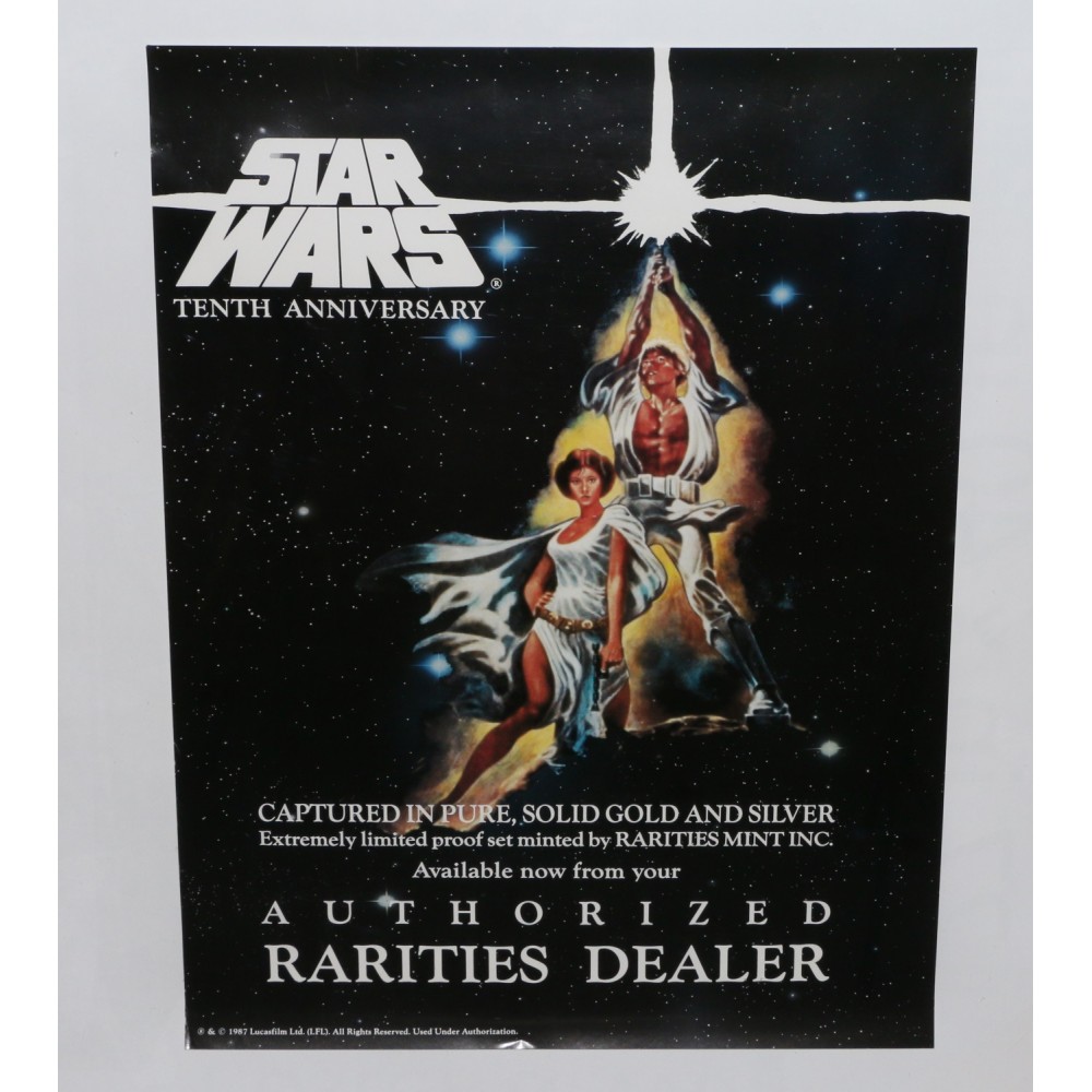 Star Wars 10th Anniversary 1987 Rarities Mint Coin Dealer Poster Original