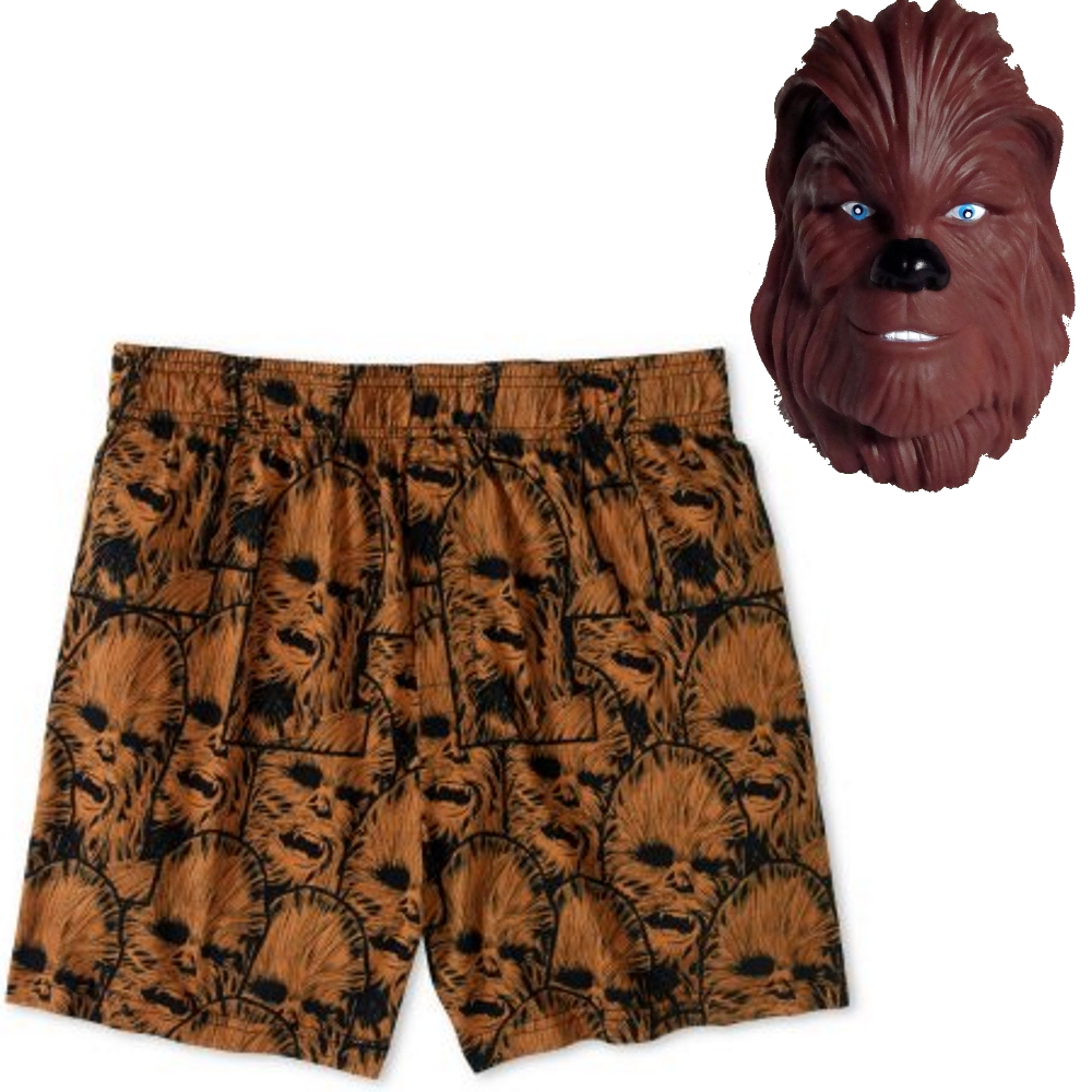 Star Wars Disney Mens Brown Chewie Chewbacca Underwear Boxer Briefs Bust Head