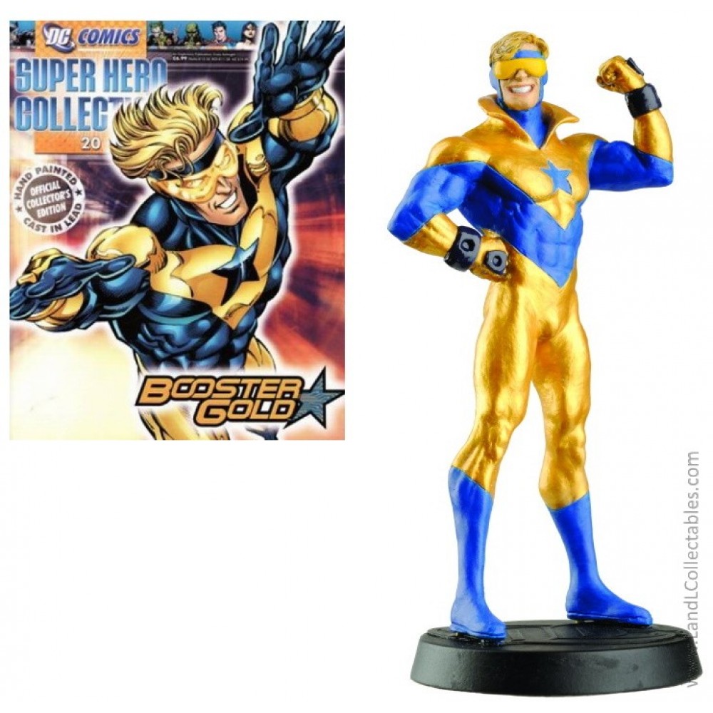 DC Super Heroes Eaglemoss 2009 Diecast Metal Statue #20 Booster Gold +Mag