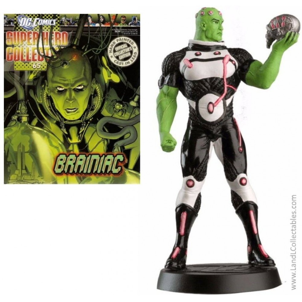 DC Super Heroes Eaglemoss 2010 Diecast Metal Statue #65 Brainiac +Mag