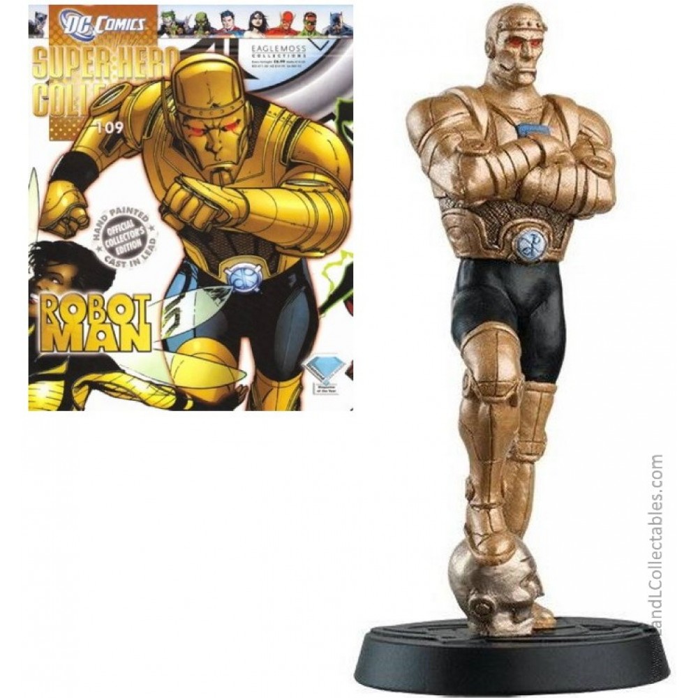 DC Super Heroes Eaglemoss 2012 Diecast Statue #109 Robotman Cliff Steele +Mag