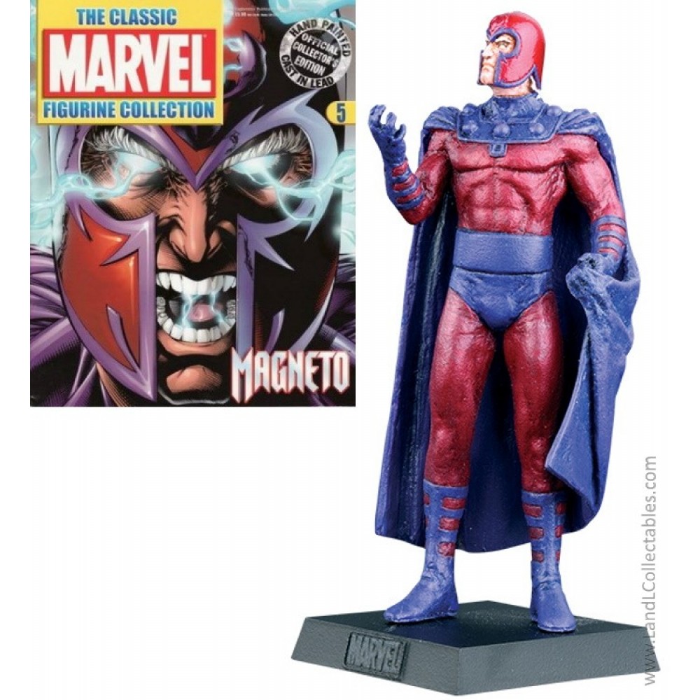 Classic Marvel Figurine Collection Eaglemoss 2005 Statue #5 Magneto +Mag