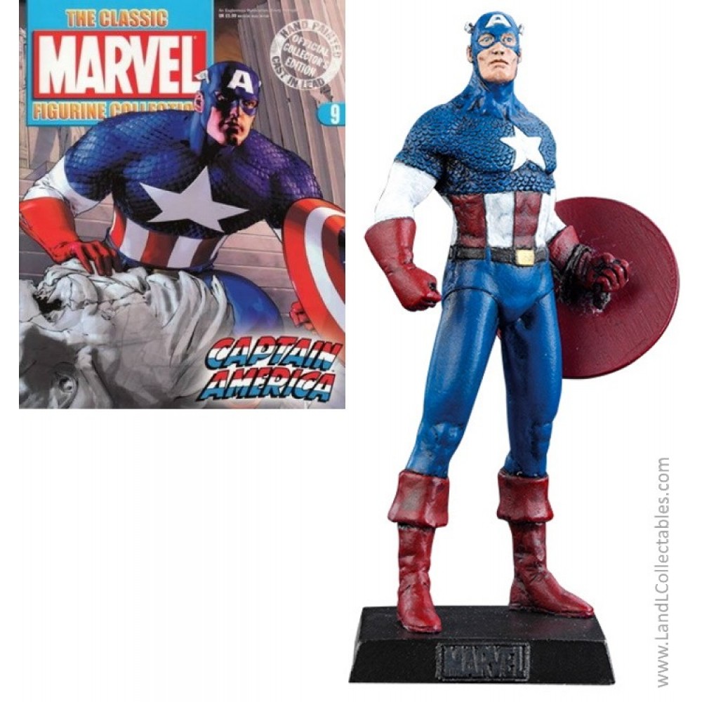 Classic Marvel Figurine Collection Eaglemoss 2006 Statue #9 Captain America +Mag