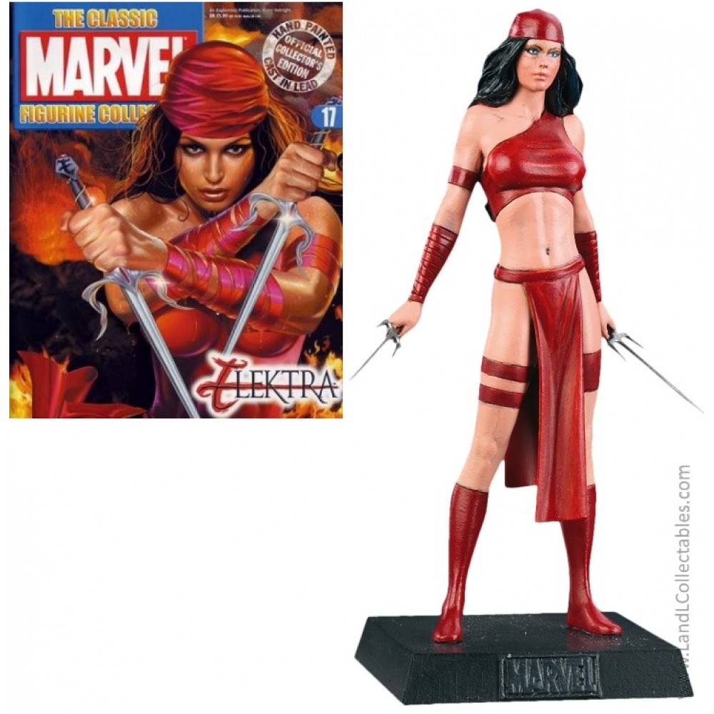 Classic Marvel Figurine Collection Eaglemoss 2007 Statue #17 Elektra +Mag