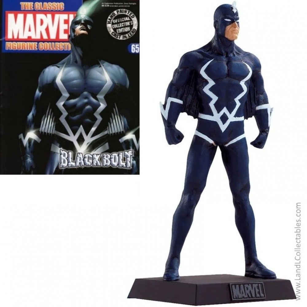 Classic Marvel Figurine Collection Eaglemoss 2008 Statue #65 Black Bolt +Mag