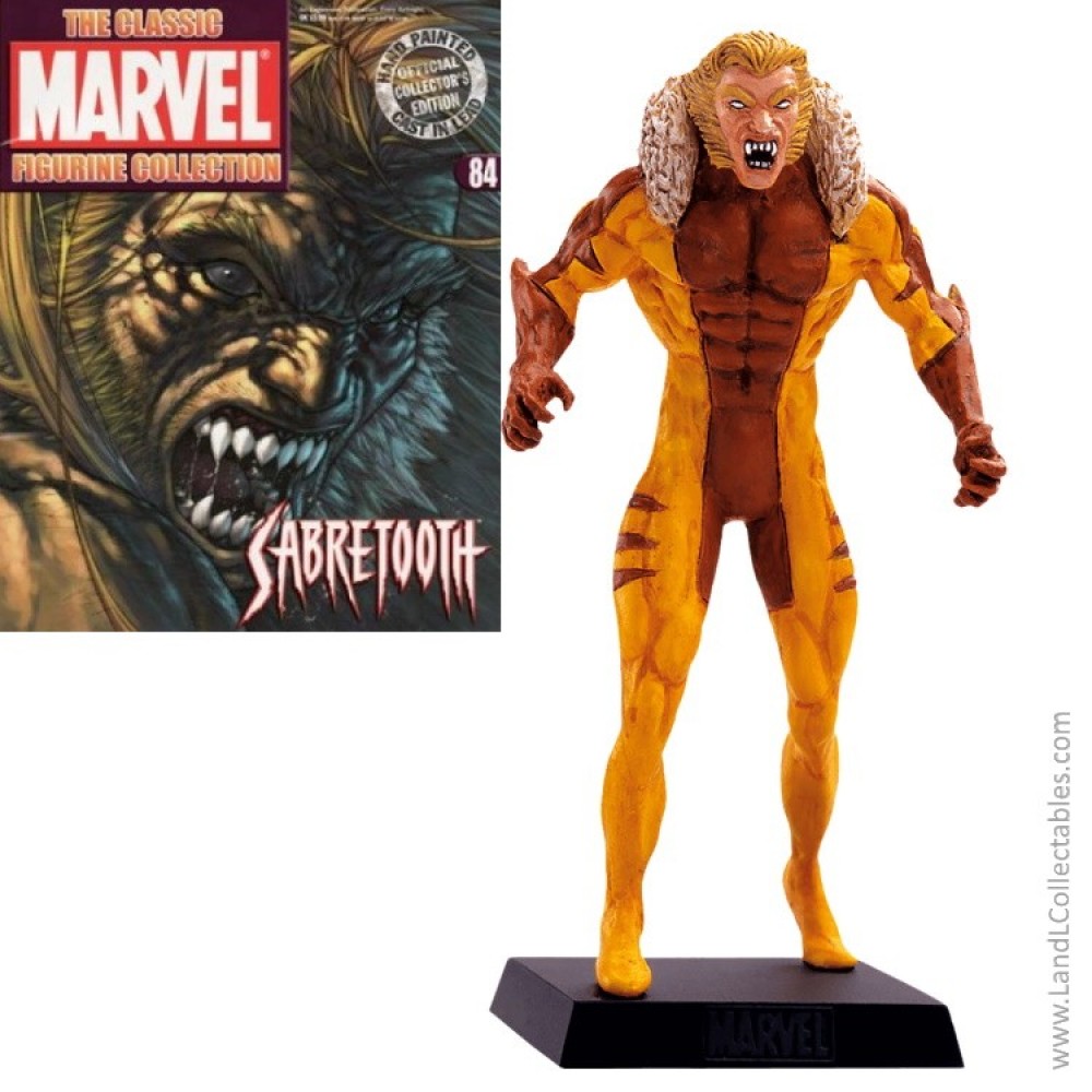 Classic Marvel Figurine Collection Eaglemoss 2009 Statue #84 Sabretooth +Mag