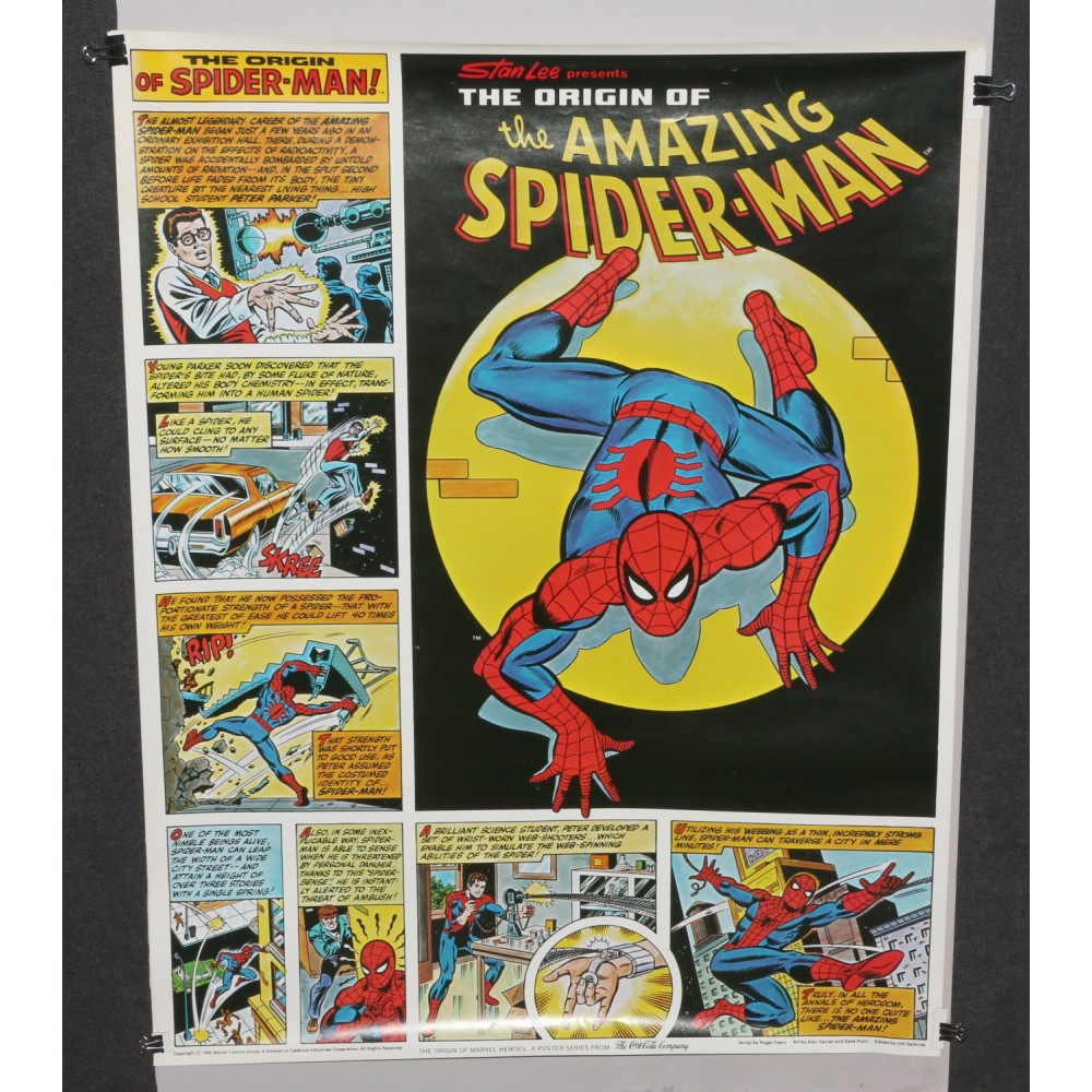 Marvel Super Heroes Origins 1980 Coca-Cola Coke Poster Amazing Spider-Man