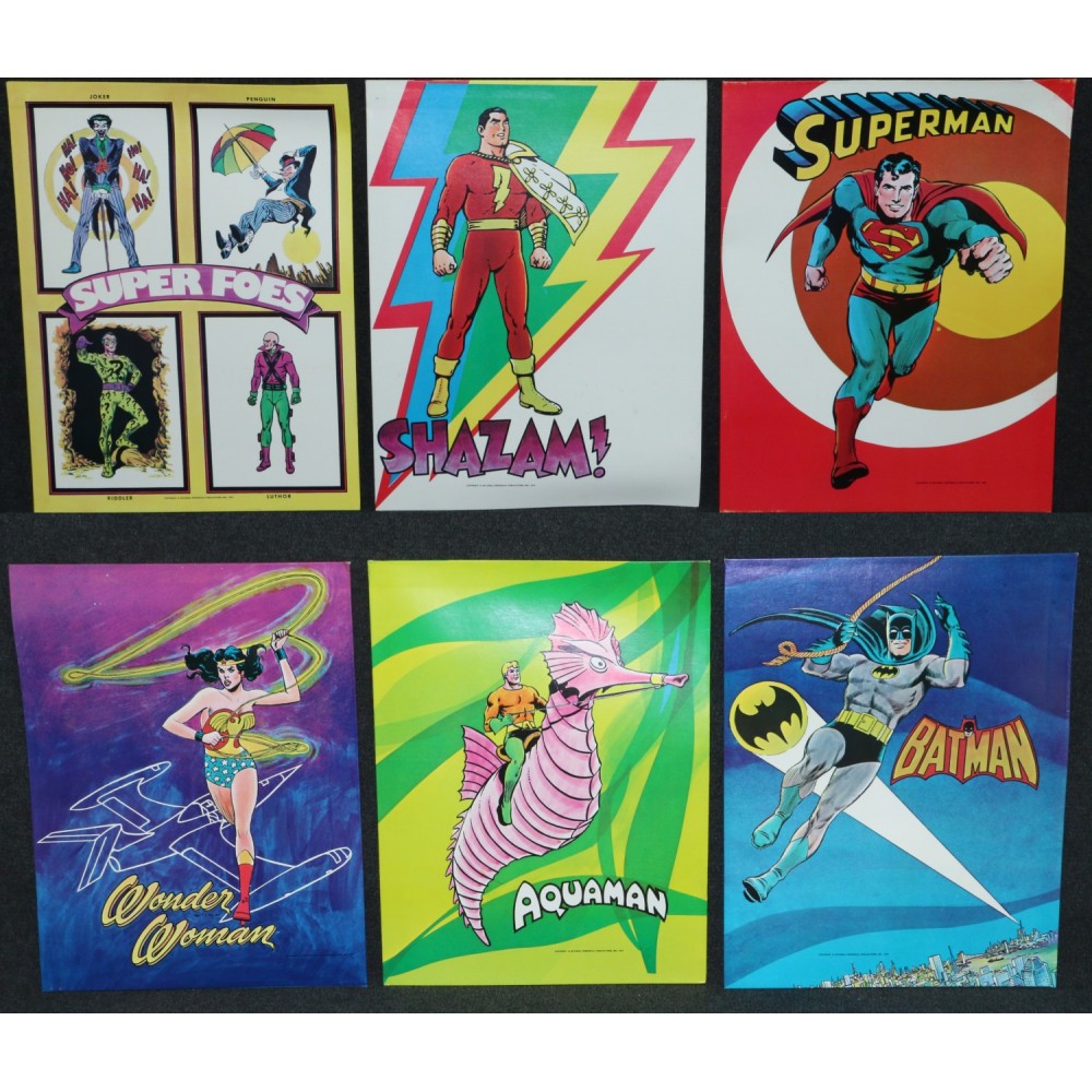 Super Friends 1975 Portfolio Folder Aquaman Superman Batman Wonder Woman x6 A