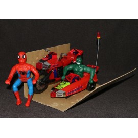 Spider-Man Hulk 1980s Motorcycle Sidecar YH-805S Battery Operated Tam Toys MIB