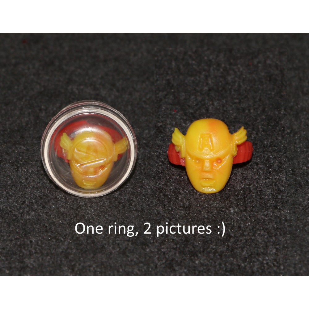 Captain America 1966 Macman Ring Marvel Super Heroes Gumball Vending Yellow Red