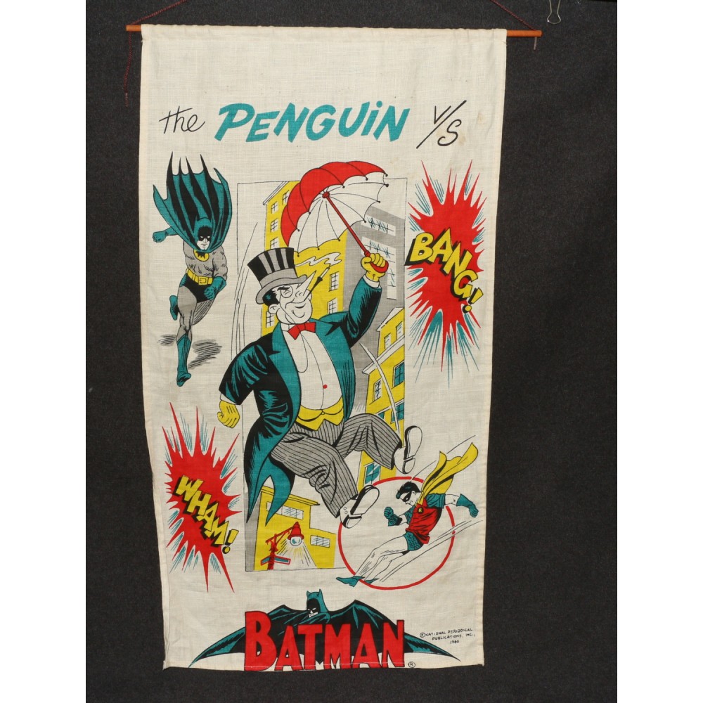 Batman 1966 Fabric Linen Wall Hanging Banner Poster Vs Penguin