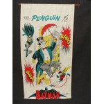 Batman 1966 Fabric Linen Wall Hanging Banner Poster Vs Penguin