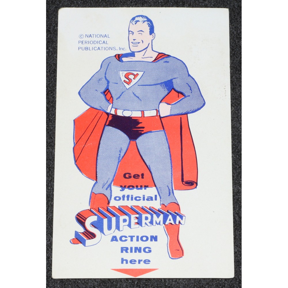 Superman 1960's Flicker Flasher Lenticular Rings Vending Card Label