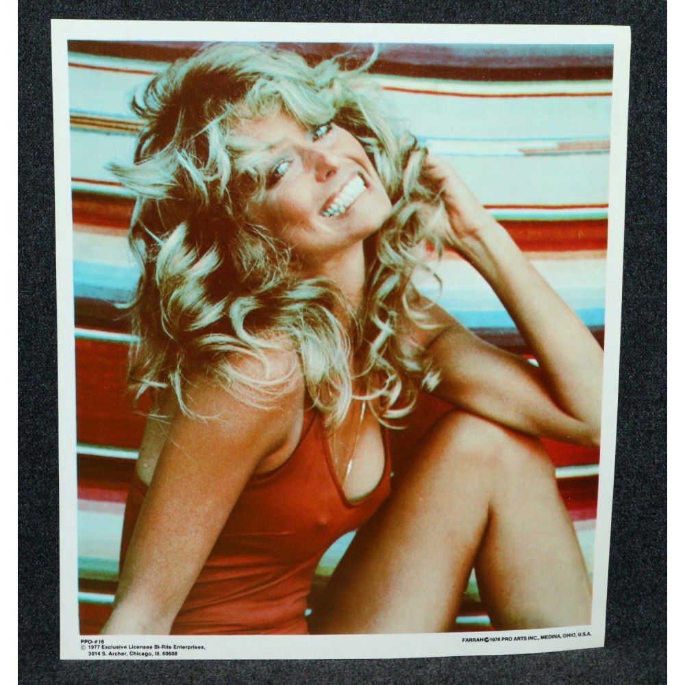 Charlie's Angels Farrah Fawcett Red Swimsuit Poster Put-Ons 1977 8x10 Decal