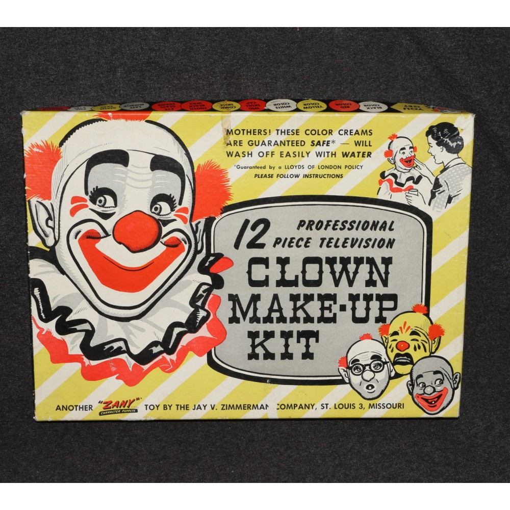 Clown Make-Up Kit 1950's Zany Toys Zimmerman 12 Pieces TV Boxed