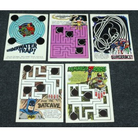 DC Super Heroes Trading Cards Set 5 of 6 Wonder Bread 1975 Scratch Off Mazes F