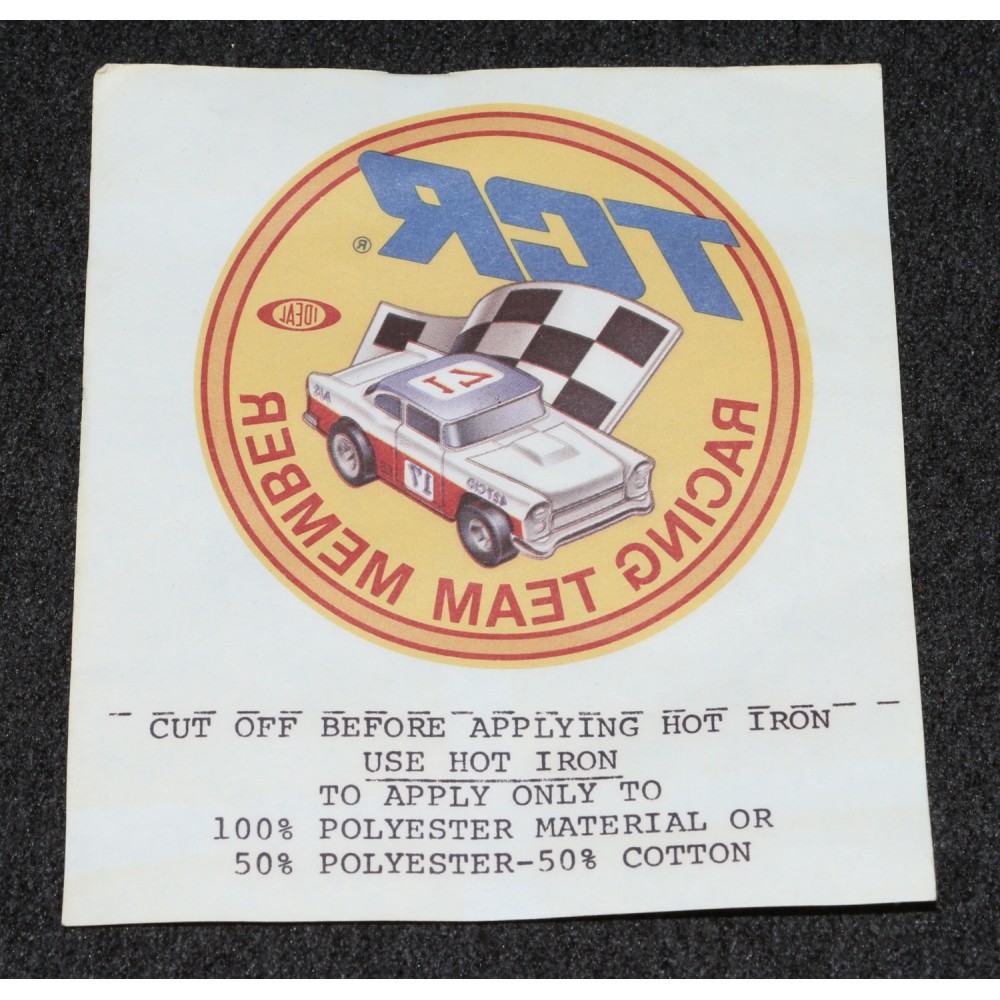 Slot Car Ideal 1970s TCR Total Control Racing Team Member Iron On Decal