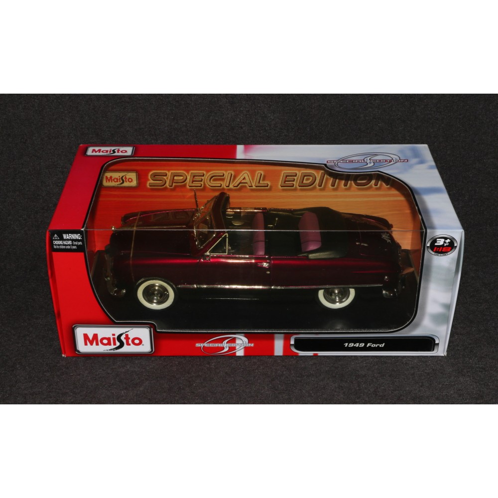 Maisto 1949 Ford Convertible Diecast Car 1/18 Maroon Red 2009 MIB