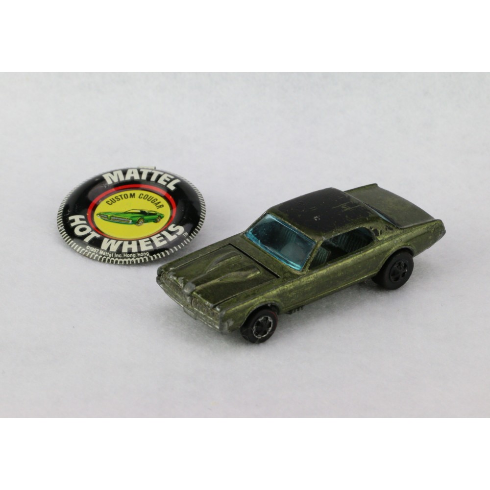 Hot Wheels Redline Custom Cougar Olive Dark Interior Black Roof +Button