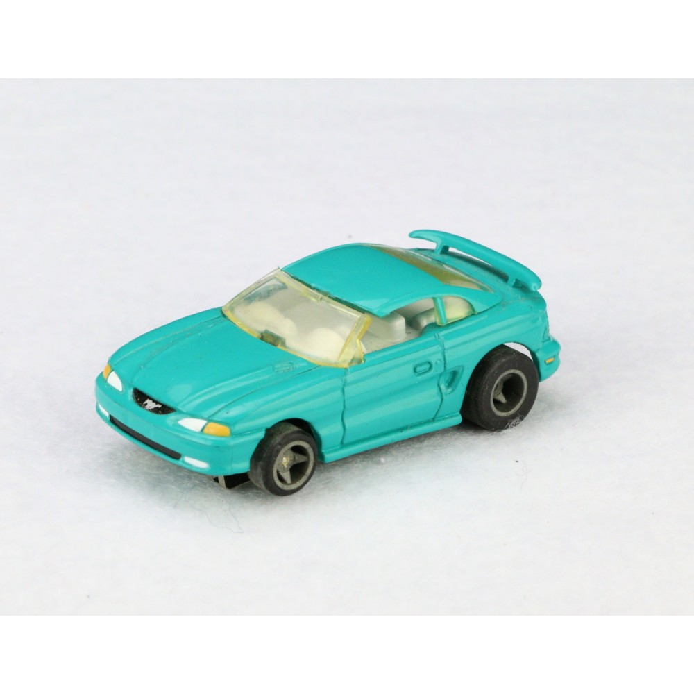 Life-Like HO Slot Car 1996 #9735 Mustang Aqua Hart Top Convertible