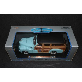 Welly Diecast Car 1:18 1948 Chevy Fleetmaster Woody Station Wagon Baby Blue MIB