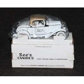 Ertl Ford Model A 1930 See's Candies Roadster Coin Bank 1:32 746795 MIB